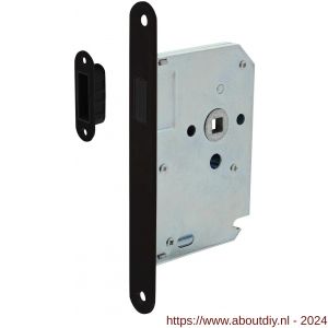 Intersteel Essentials 9572 woningbouw magneet loopslot voorplaat afgerond zwart 20x174 mm doorn 50 mm met sluitplaat-kom - A26008935 - afbeelding 1