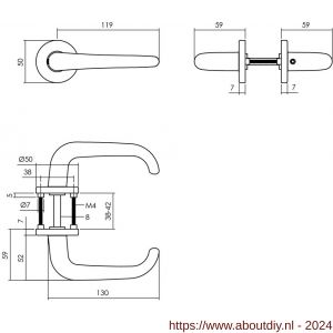 Intersteel Living 0056 deurkruk Cue met rozet diameter 50x7 mm met 7 mm nokken aluminium-zwart - A26010523 - afbeelding 2