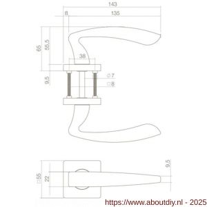 Intersteel Living 1711 deurkruk Zeus op geveerde rozet 55x55x9.5 mm met 7 mm nokken zwart - A26007116 - afbeelding 2