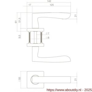 Intersteel Living 1712 deurkruk Minos op geveerde rozet 55x55x9.5 mm met 7 mm nokken zwart - A26007117 - afbeelding 2