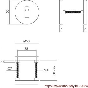 Intersteel Living 3092 sleutelplaatje diameter 50x7 mm met 7 mm nokken aluminium-zwart - A26010529 - afbeelding 2
