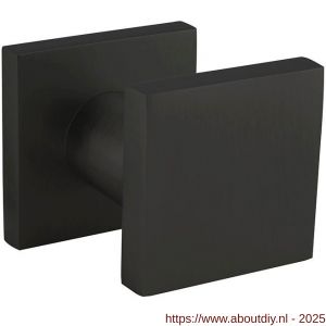 Intersteel 3929 voordeurknop vierkant 60x60 mm verkropt op achterplaat 60x60 mm met éénzijdige montage aluminium-zwart - A26010546 - afbeelding 1