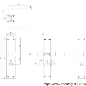 Intersteel Essentials 0571 deurkruk Amsterdam met schild 255x55x2 mm WC 63/8 RVS - A26008397 - afbeelding 2