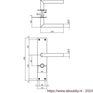 Intersteel Essentials 0583 deurkruk Jura met langschild 250x55x2 mm WC 63/8 mm RVS - A26007144 - afbeelding 2