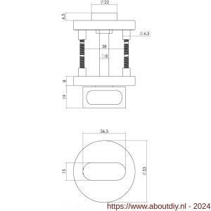 Intersteel Essentials 3512 WC-sluiting 8 mm met metalen onderrozet 7 mm nokken RVS geborsteld - A26009042 - afbeelding 2