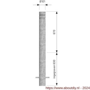 SecuPost statische anti ramzuil rond 101 mm inbouw Heavy Duty staal gegalvaniseerd 5 mm zonder reflectie strepen - A50750209 - afbeelding 2