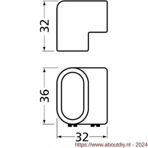 Hermeta 1270 garderobebuis hoekstuk verticaal Gardelux 1 buis 1010 naturel EAN sticker - A20100328 - afbeelding 2