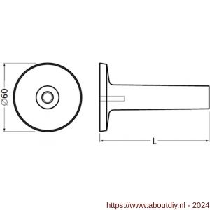 Hermeta 3514 leuninghouder rozet met vaste zuil 106 mm nieuw zilver EAN sticker - A20100942 - afbeelding 2