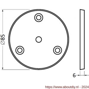 Hermeta 3567 leuninghouder rozet 82 mm met 3 verzonken gaten nieuw zilver - A20100972 - afbeelding 2