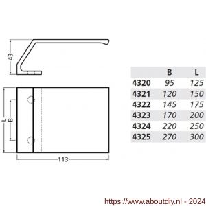 Hermeta 4321 deurduwer 150x113 mm 2x 8,5 mm nieuw zilver - A20100143 - afbeelding 2