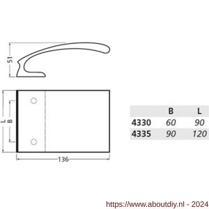 Hermeta 4335 deurduwer Wing 120 mm mat naturel - A20100167 - afbeelding 2