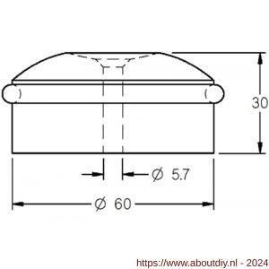 Hermeta 4760 deurbuffer vloer rond 60 mm mat naturel - A20100112 - afbeelding 2