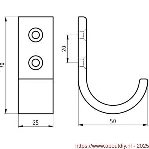 Hermeta 0111 garderobe jashaak enkel mat naturel - A20101405 - afbeelding 1