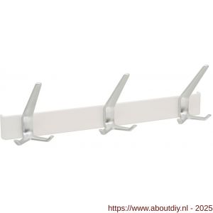 Hermeta 0863 garderobe kapstok 3x haak nummer 860 Pure White-aluminium - A20101383 - afbeelding 1