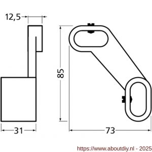 Hermeta 1150 garderobebuis beugel links Gardelux 1 type 10 en 13 zwart - A20101600 - afbeelding 1
