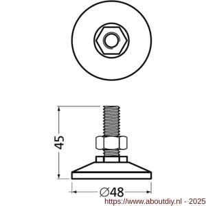 Hermeta 1366 garderobe bouwprofiel stelvoet M10 zwart - A20100069 - afbeelding 2