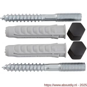 Hermeta 2095 garderobe montageset garderobebuis Gardelux 2 M8 mat zwart - A20100345 - afbeelding 1