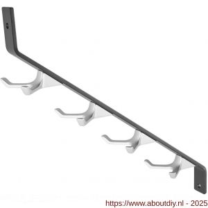 Hermeta 2350 garderobe hakenstrip Gardelux 2R zwart en haken naturel - A20100564 - afbeelding 1