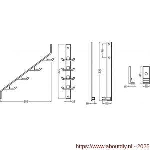 Hermeta 2352 garderobe steun sierlijst Gardelux 2R mat zwart - A20100566 - afbeelding 2