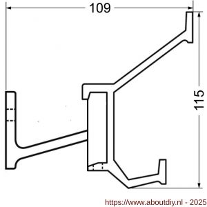 Hermeta 2685 wand garderobe kapstok serie A 10-haaks aluminium winkelverpakking - A20100624 - afbeelding 2