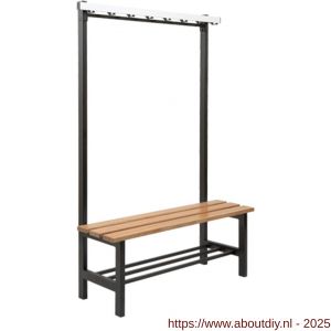 Hermeta 3085 zitbank Gardelux type 5 115 cm houten zitting met schoenenrek zwart - A20101345 - afbeelding 1