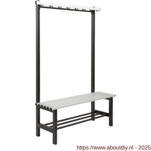 Hermeta 3087 zitbank Gardelux type 5 115 cm aluminium zitting met schoenenrek zwart - A20101333 - afbeelding 1