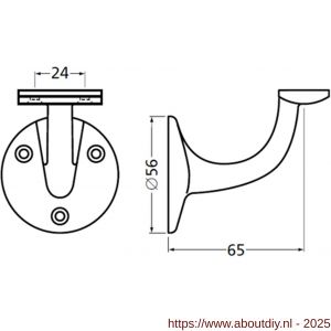 Hermeta 3502 leuninghouder 65 mm vlakzadel zwart - A20100842 - afbeelding 2