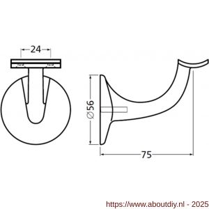 Hermeta 3506 leuninghouder 75 mm holzadel M8 zwart EAN sticker - A20101490 - afbeelding 2