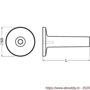 Hermeta 3514 leuninghouder rozet met vaste zuil 106 mm naturel EAN sticker - A20100941 - afbeelding 2