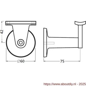 Hermeta 3515 verstelbare samengestelde leuninghouder holzadel tapgat nieuw zilver - A20100869 - afbeelding 2