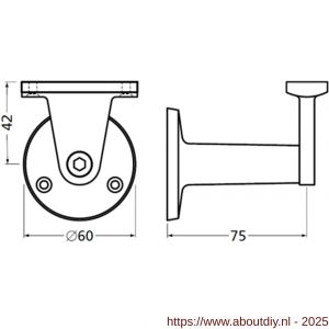 Hermeta 3520 verstelbare samengestelde leuninghouder vlakzadel opschroevend naturel EAN sticker - A20100874 - afbeelding 2