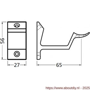 Hermeta 3542 leuninghouder holzadel opschroevend nieuw zilver - A20100890 - afbeelding 2