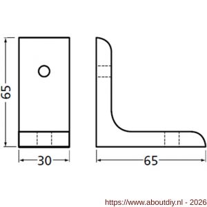 Hermeta 5500 plankdrager bevestigingshoek 65x65x30 mm mat zwart - A20101746 - afbeelding 2