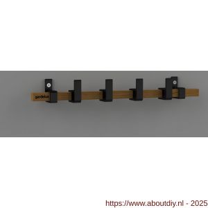 Hermeta GA7293 wand garderobe Gardelux Anna 3 haaks hout-aluminium mat zwart - A20102017 - afbeelding 1