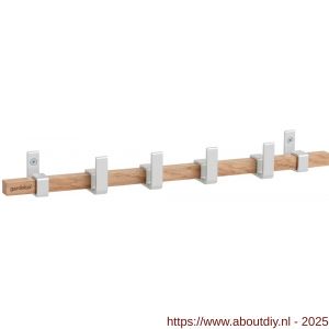 Hermeta GA7444 wand garderobe Gardelux Anna 4 haaks hout-aluminium mat naturel - A20102020 - afbeelding 1