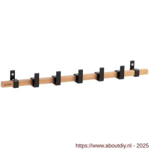 Hermeta GA7444 wand garderobe Gardelux Anna 4 haaks hout-aluminium mat zwart - A20102021 - afbeelding 1
