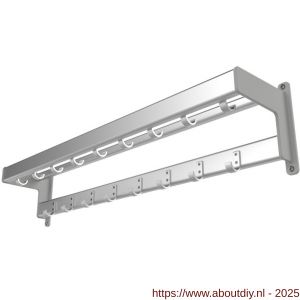Hermeta GF2B wand garderobe Gardelux Fit 2 aluminium basis 730 mm 11 haken mat naturel-steunen grijs RAL 7035 fijnstructuur - A20102316 - afbeelding 1
