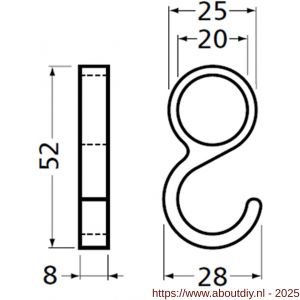 Hermeta 0591 schuifhaak voor ronde garderobebuis D=19 mm mat naturel EAN sticker - A20100398 - afbeelding 2