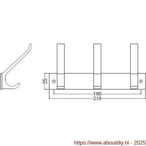 hermeta 0683 handdoekrek kapstok 3x haak nummer 880 naturel EAN sticker - A20100718 - afbeelding 2