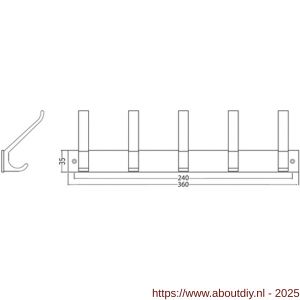 hermeta 0685 handdoekrek kapstok 5x haak nummer 880 naturel EAN sticker - A20100222 - afbeelding 2