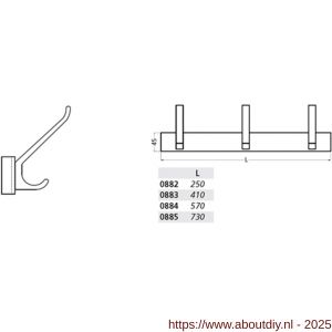 Hermeta 0885 garderobe kapstok 5x haak nummer 880 naturel EAN sticker - A20100290 - afbeelding 2