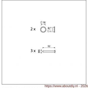 Ami veiligheidsbeslag bevestigingsset VHB veiligheidsschilden 3x schroef M6x53 mm RVS en 2x nylon ring deurdikte 38-42 mm - A10901670 - afbeelding 2