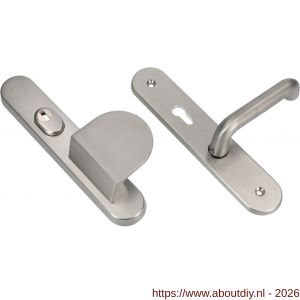 Ami VHB 250/15 KT senioren veiligheidslangschild SKG*** kerntrekbeveiliging Archi Design ovaal omkeer VHB 250/50/1 kerntrek KT 72 omkeer deurduwer 90/83 rechts en deurkruk 356 Irox deurdikte 38-42 mm - A10901125 - afbeelding 2