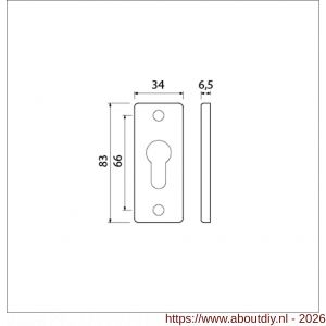 Ami 4 RH cilinderrozet aluminium rechthoek profielcilinder PC F1 - A10900457 - afbeelding 2