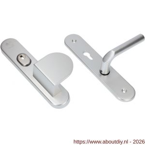 Ami VHB 250/15-90/83 KT senioren veiligheids duwer-kruk langschildgarnituur SKG*** kerntrekbeveiliging ovaal omkeer VHB 250/50/15 kerntrek KT 72 omkeer 90/83 rechts en deurkruk 369 profielcilinder PC 72 omkeer F1 deurdikte 38-42 - A10901122 - afbeelding 1