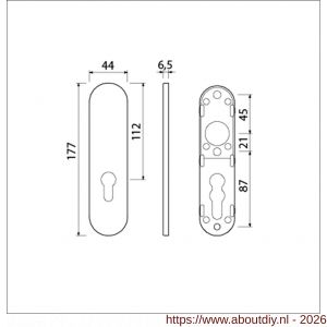 Ami 177/1 Klik kortschild aluminium zonder krukgat profielcilinder PC 55 F1 - A10900531 - afbeelding 2