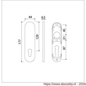 Ami 177/1 Klik kortschild aluminium zonder krukgat profielcilinder PC 72 F1 - A10900532 - afbeelding 2