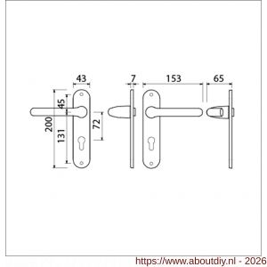 Ami 200/1/7-386 kruk-kruk garnituur deurkruk 386 Rota langschild 200/1/7 profielcilinder PC 72 Irox Archi Design deurdikte 38-42 mm - A10900103 - afbeelding 2