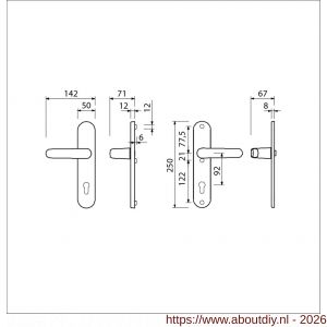 Ami VHB 250/50/1-378 veiligheids Rotaveer kruk-kruk langschildgarnituur SKG*** Archi Design ovaal VHB deurkruk 378 Rota 250/50/1 profielcilinder PC 92 Irox deurdikte 38/42 mm - A10900927 - afbeelding 2