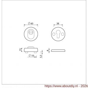 Ami VHB rond rozet veiligheidsrozet SKG*** Archi Design rond VHB rozet rond 60/15 buiten kerntrek KT en binnen profielcilinder PC Irox deurdikte 38-42 mm - A10901546 - afbeelding 2